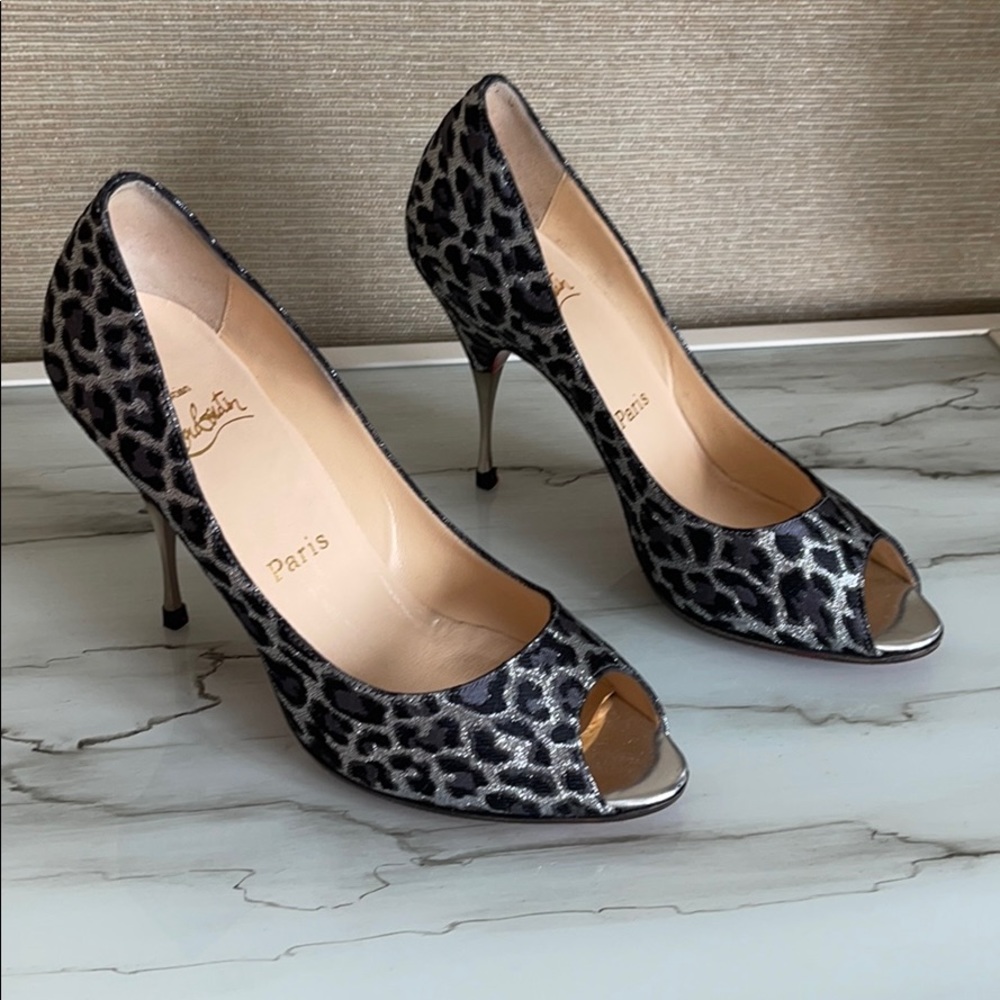 Christian Louboutin print open toe heels